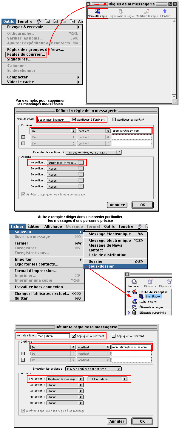 OE règles de messagerie