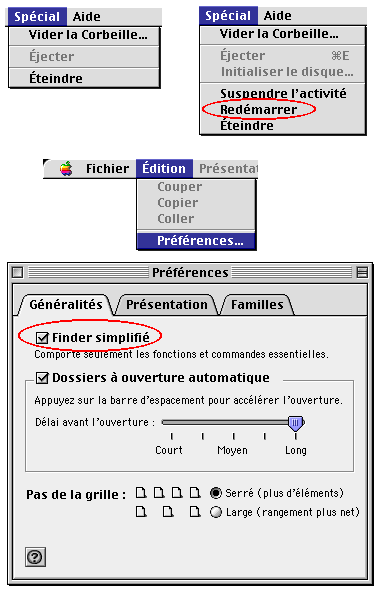 Menu spécial sans Redémarrer